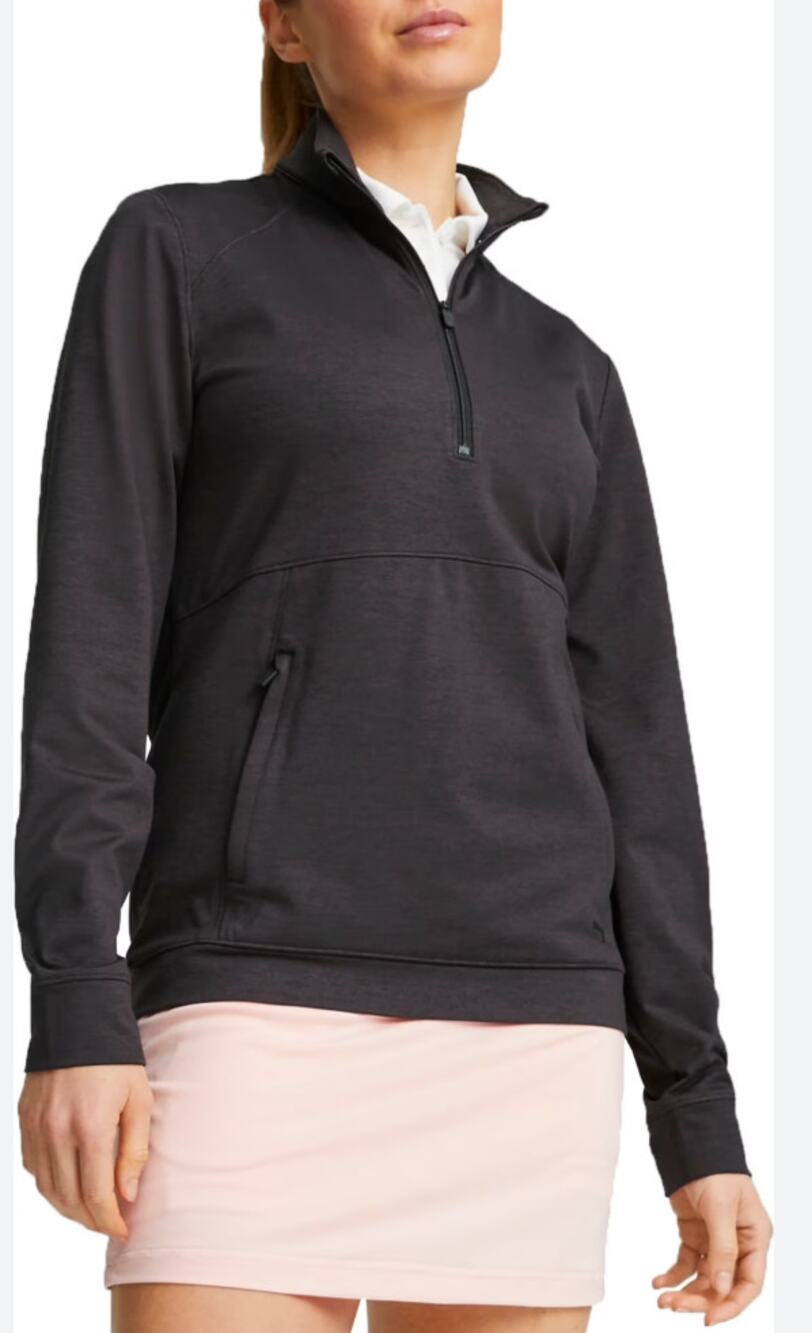 PUMA CLOUDSPUN Rockaway 1/4 Zip Golf Pullover Black Women's NWT Small